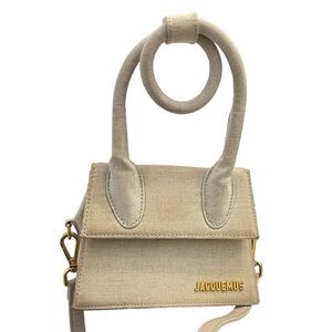 Jacquemus Le Chiquito Medium
Linen Top Handle Bag in Natural